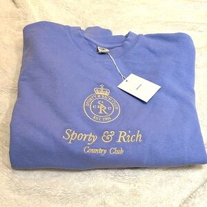 Sporty & Rich Country Club crown Crewneck oversized Small NWT